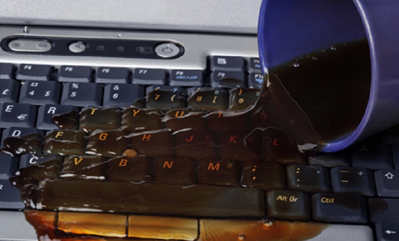 coffee on keyboard